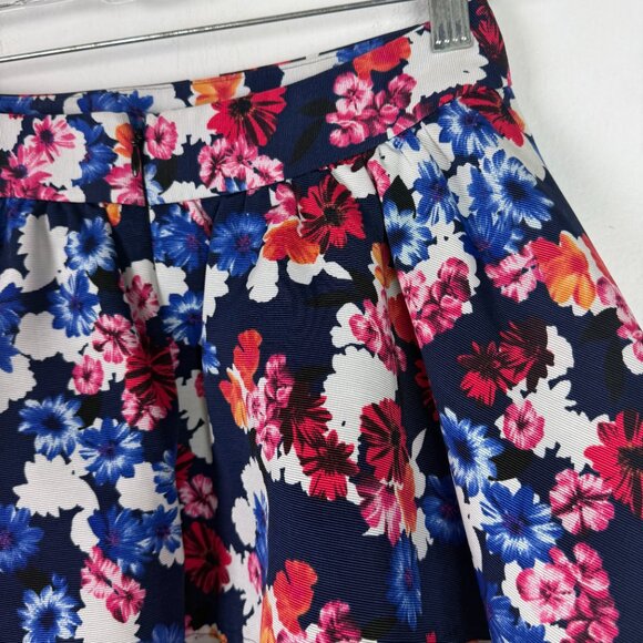 Express Floral Full Circle Mini Skirt Lined Blue Size 2 EUC - Picture 12 of 14